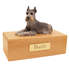 Simply Series Black & Silver Schnauzer with Ears Up, Lying Down Figurine Pet Cremation Urn - Funeral.com, Inc.