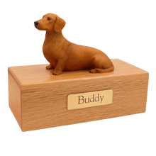 Simply Series Red Brown Dachshund, Sitting Figurine Pet Cremation Urn - Funeral.com, Inc.