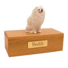 Simply Series White Pomeranian, Sitting Figurine Pet Cremation Urn - Funeral.com, Inc.