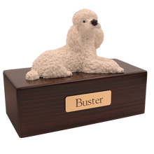 Simply Series White Poodle, Lying Down Figurine Pet Cremation Urn - Funeral.com, Inc.