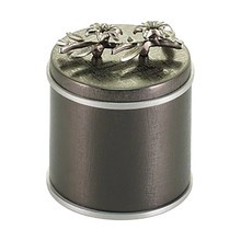 Slate and Pewter Stainless Steel Small Cremation Urn with Lily Design - Funeral.com, Inc.