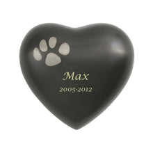 Slate Brass Heart Keepsake Pet Urn with Classic Paw Print - Funeral.com, Inc.