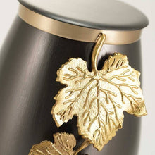 Slate & Bronze Stainless Steel Adult Cremation Urn with Leaf Design - Funeral.com, Inc.