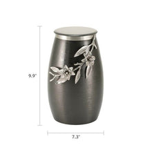 Slate & Pewter Stainless Steel Adult Cremation Urn with Lily Design - Funeral.com, Inc.