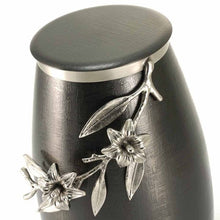 Slate & Pewter Stainless Steel Adult Cremation Urn with Lily Design - Funeral.com, Inc.