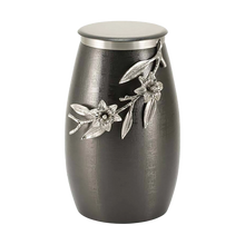 Slate & Pewter Stainless Steel Adult Cremation Urn with Lily Design - Funeral.com, Inc.