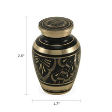 Slender Vase Engraved Brass Ornate Pattern Keepsake Urn - Funeral.com, Inc.