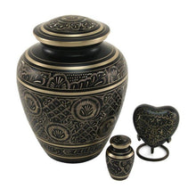 Slender Vase Engraved Brass Ornate Pattern Keepsake Urn - Funeral.com, Inc.