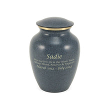 Speckled Blue Brass Large Pet Urn with Accent Ring - Funeral.com, Inc.