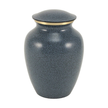 Speckled Blue Brass Large Pet Urn with Accent Ring - Funeral.com, Inc.