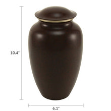 Speckled Brown Brass Full Size Pet Urn with Accent Ring - Funeral.com, Inc.