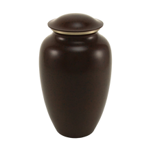 Speckled Brown Brass Full Size Pet Urn with Accent Ring - Funeral.com, Inc.