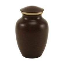 Speckled Brown Brass Large Pet Urn with Accent Ring - Funeral.com, Inc.