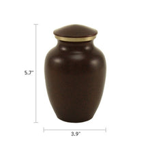 Speckled Brown Brass Medium Pet Urn with Accent Ring - Funeral.com, Inc.