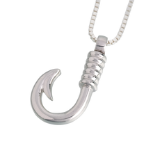 Sterling Silver Fish Hook Urn Pendant, Cremation Necklace