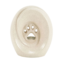 Stone Crackle Ceramic Medium Pet Urn with Memory Light and Paw Design - Funeral.com, Inc.