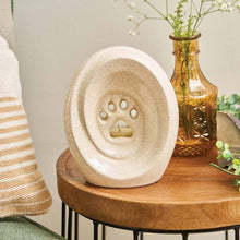 Stone Crackle Ceramic Medium Pet Urn with Memory Light and Paw Design - Funeral.com, Inc.