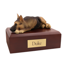 Tan and Black German Shepherd, Resting Figurine Pet Cremation Urn - Funeral.com, Inc.