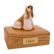 Tan & White Cocker Spaniel, Sitting Figurine Pet Cremation Urn - Funeral.com, Inc.