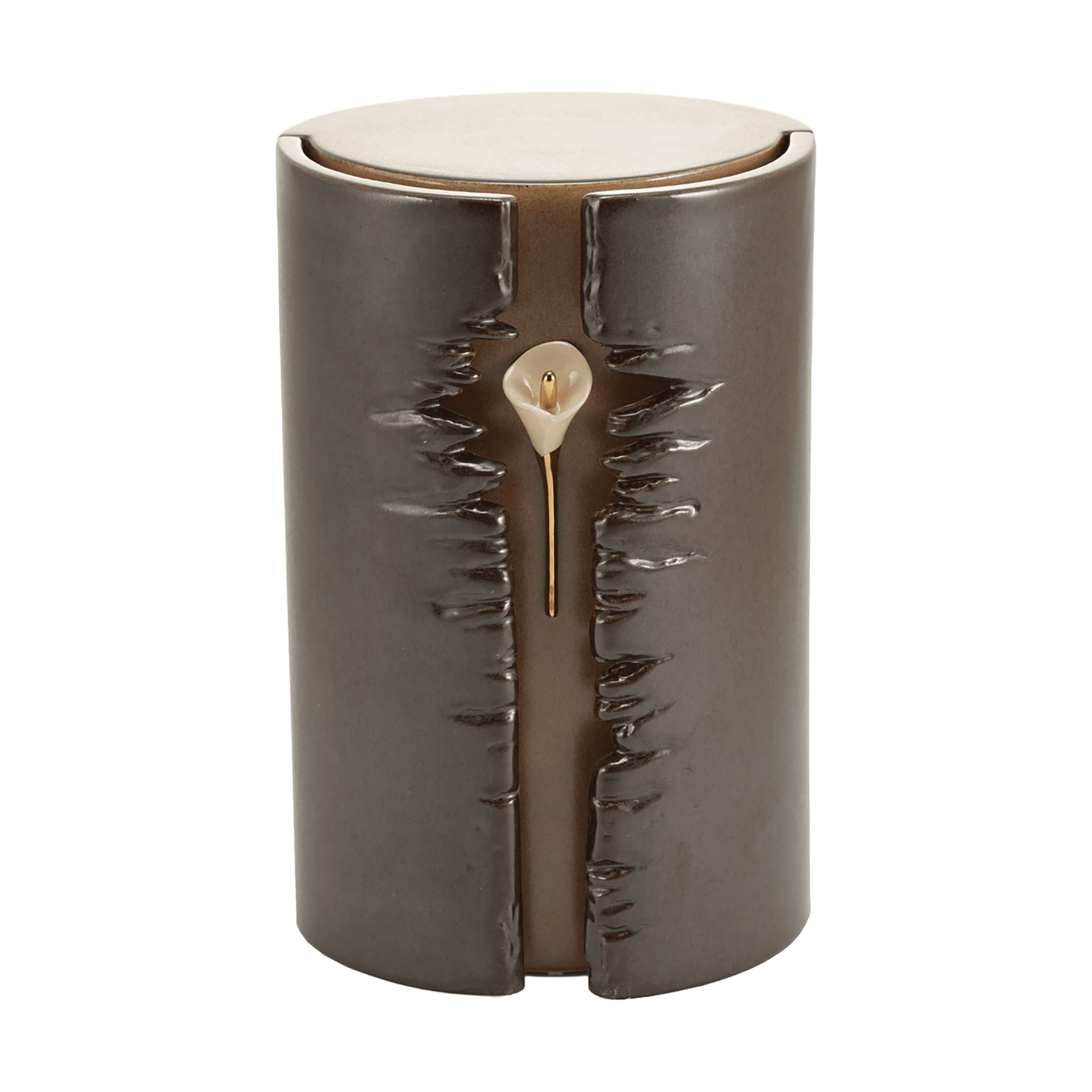 Lighted Taupe Lily Ceramic Adult Cremation Urn | Funeral.com, Inc.