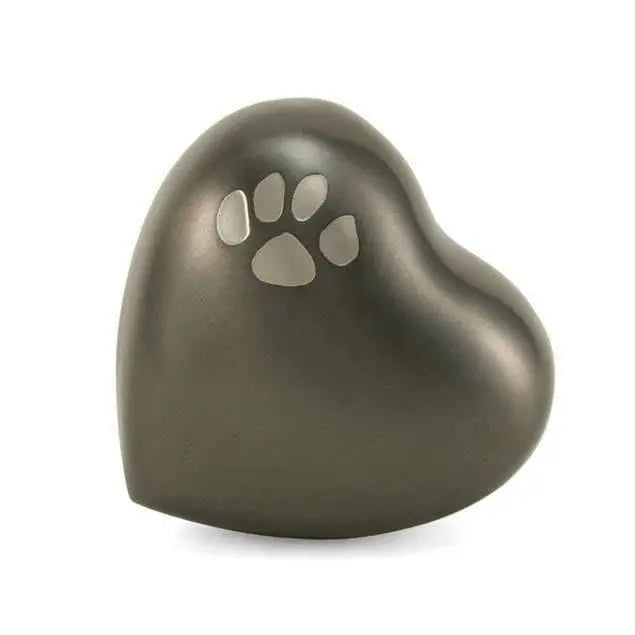 Micah Charcoal Pawprint Heart Pet Keepsake Urn - funeral.com