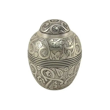 Celeste Silver Embossed Medium Pet Urn - funeral.com