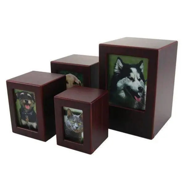 Missing You Photo Box Cherry Small Pet Urn - funeral.com