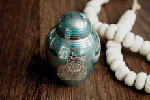 Teddy Bear Emblem Blue Etched Small Cremation Urn - Funeral.com, Inc.