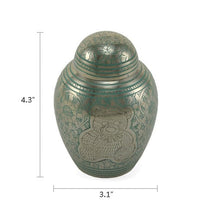 Teddy Bear Emblem Blue Etched Small Cremation Urn - Funeral.com, Inc.