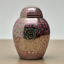 Teddy Bear Emblem Pink Etched Small Cremation Urn - Funeral.com, Inc.