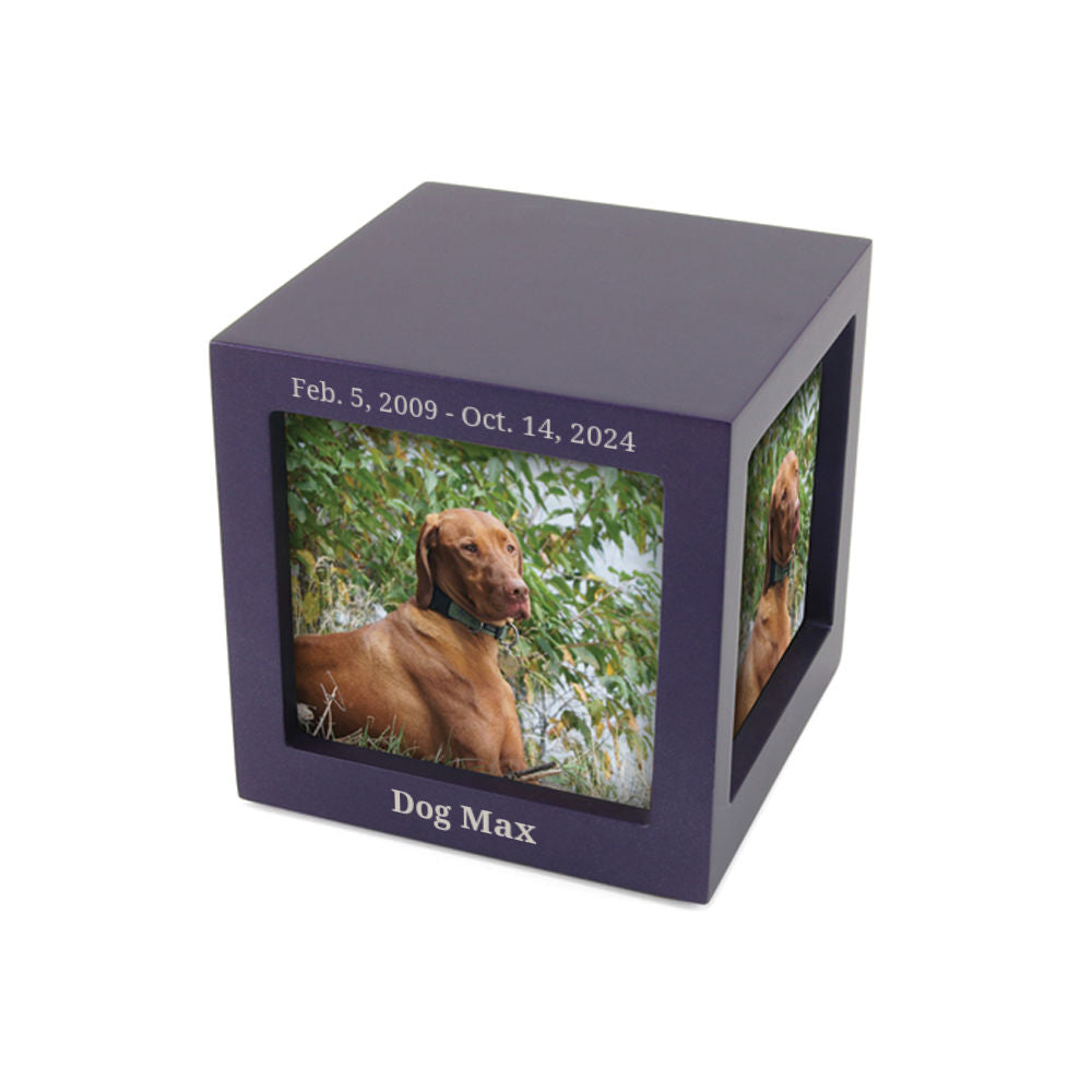 Cherish Today Violet Photo Cube Large Pet Urn