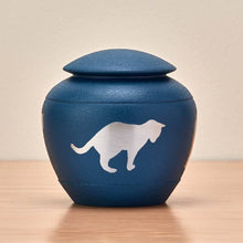 Textured Blue Brass Cat Silhouette Medium Pet Cremation Urn - Funeral.com, Inc.