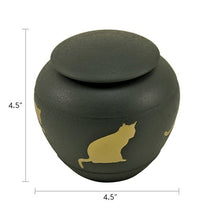 Textured Gray Brass Cat Silhouette Medium Pet Cremation Urn - Funeral.com, Inc.