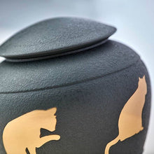 Textured Gray Brass Cat Silhouette Medium Pet Cremation Urn - Funeral.com, Inc.