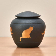 Textured Gray Brass Cat Silhouette Medium Pet Cremation Urn - Funeral.com, Inc.