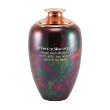 Textured Raku Brass Adult Cremation Urn with Copper Lid - Funeral.com, Inc.