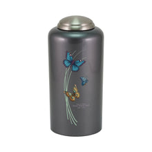 Threaded Lid Butterfly Design Dark Gray Adult Cremation Urn - Funeral.com, Inc.