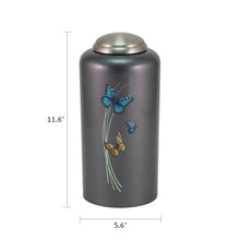Threaded Lid Butterfly Design Dark Gray Adult Cremation Urn - Funeral.com, Inc.