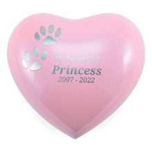 Two Pewter Paw Pink Heart Small Pet Cremation Urn - Funeral.com, Inc.