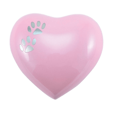 Two Pewter Paw Pink Heart Small Pet Cremation Urn - Funeral.com, Inc.