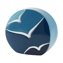 White Bird Textured Glossy Blue Ceramic Adult Cremation Urn - Funeral.com, Inc.