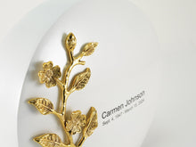 White & Brass Aluminum Full Size Urn with Cherry Blossom Design - Funeral.com, Inc.