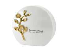 White & Brass Aluminum Full Size Urn with Cherry Blossom Design - Funeral.com, Inc.