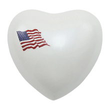 White Brass American Flag Heart Keepsake Urn - Funeral.com, Inc.
