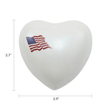 White Brass American Flag Heart Keepsake Urn - Funeral.com, Inc.