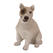 White Bull Terrier with Eye Patch, Sitting Upright Figurine Pet Cremation Urn - Funeral.com, Inc.