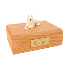 White German Shepherd, Lying Down Figurine Pet Cremation Urn - Funeral.com, Inc.