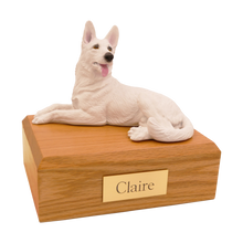 White German Shepherd, Tongue Out Figurine Pet Cremation Urn - Funeral.com, Inc.