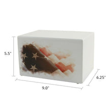 White Gloss MDF Artistic American Flag Adult Cremation Urn - Funeral.com, Inc.