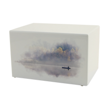 White Gloss MDF Artistic Calming Water Adult Cremation Urn - Funeral.com, Inc.